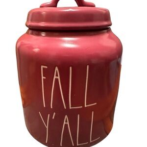 Rae Dunn FALL Y’ALL Burgundy Ceramic Jar Canister with Lid